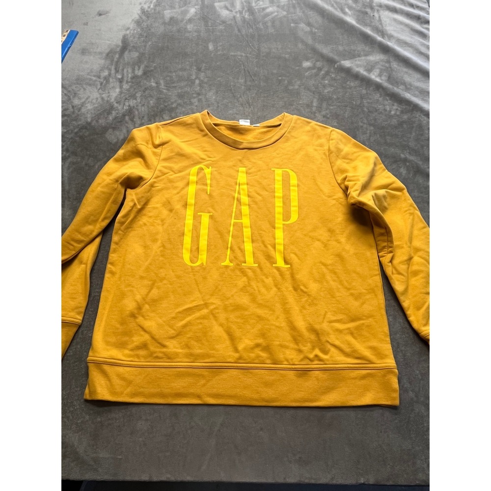 Gap Mens Mustard Yellow Logo Crewneck Sweatshirt Size M Pullover Fleece 5445